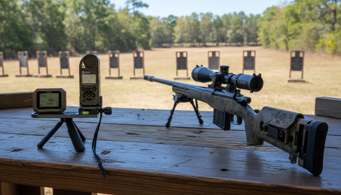 Garmin Xero, Kestrel mount with Kestrel on a Xero Sled sitting on the Garmin tripod