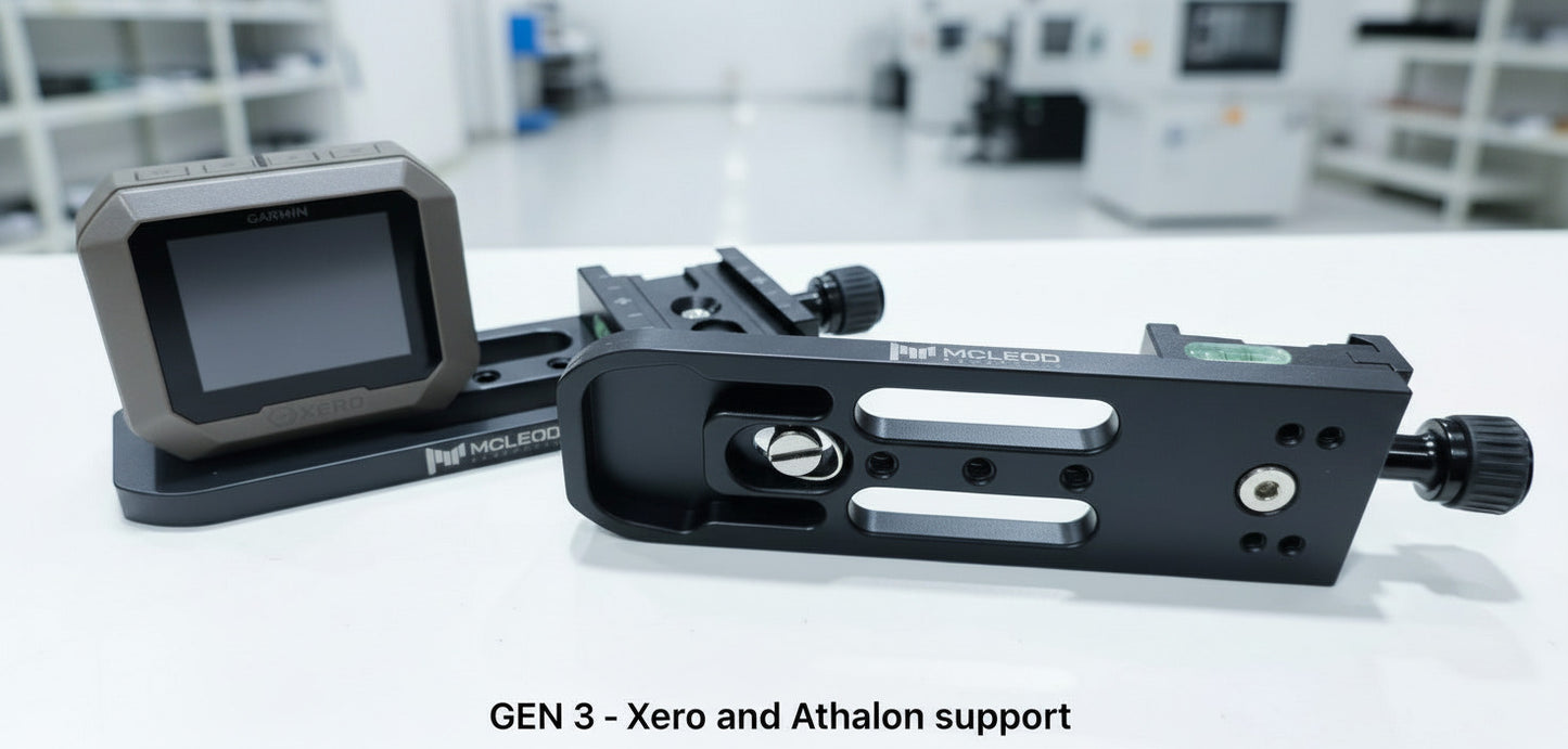 Camera monitor and leveling base plate on a wooden surface