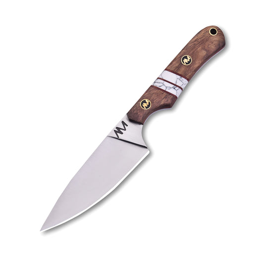 Knife with a wooden handle on a white background