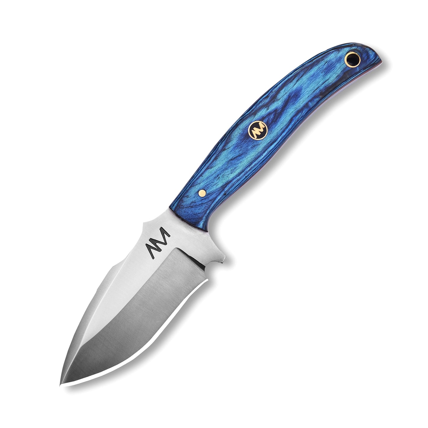 Knife with a blue handle on a white background