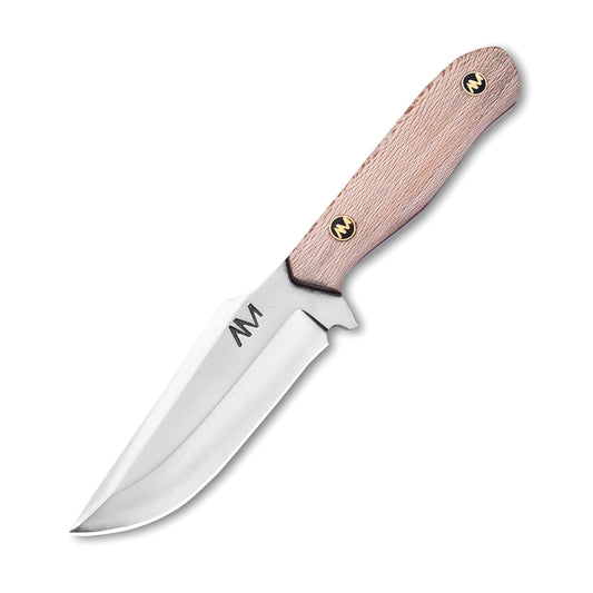 Knife with a wooden handle on a white background