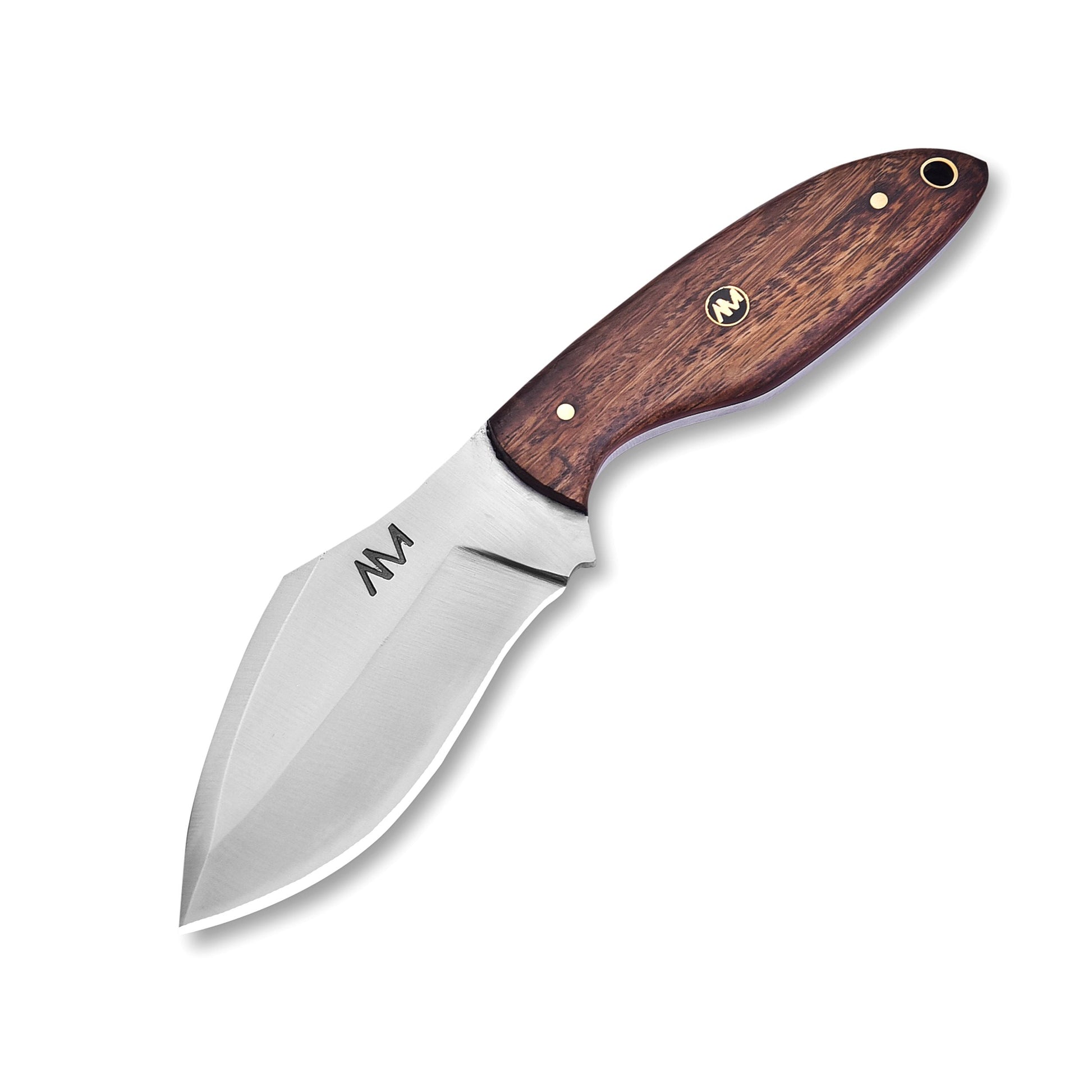 Knife with a wooden handle on a white background