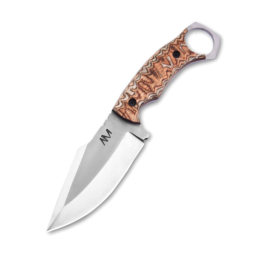 Knife with a wooden handle on a white background